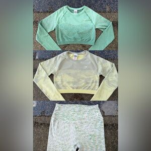 Gymshark Crop Tops (2) & Leggings (1) Set